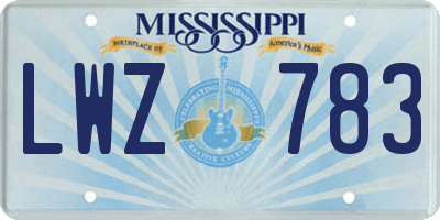MS license plate LWZ783