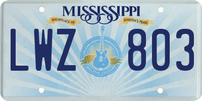 MS license plate LWZ803