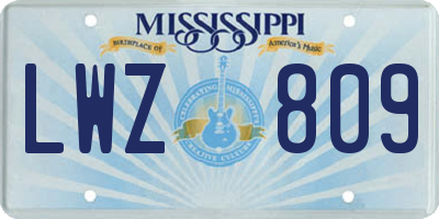 MS license plate LWZ809