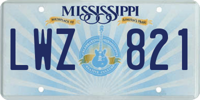 MS license plate LWZ821