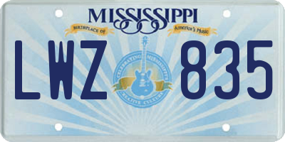 MS license plate LWZ835