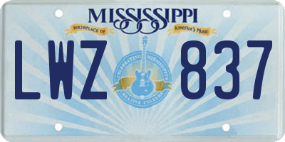 MS license plate LWZ837