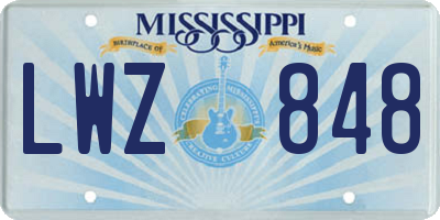 MS license plate LWZ848