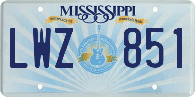 MS license plate LWZ851
