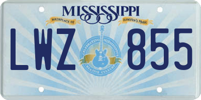 MS license plate LWZ855
