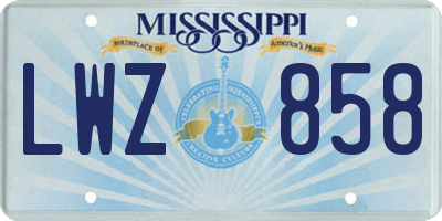 MS license plate LWZ858