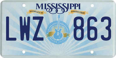 MS license plate LWZ863