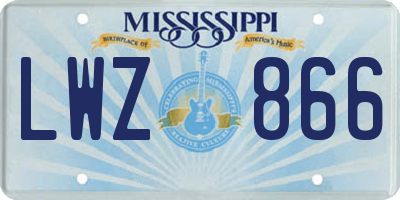 MS license plate LWZ866
