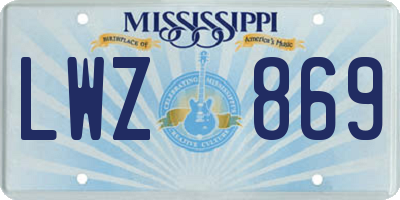 MS license plate LWZ869