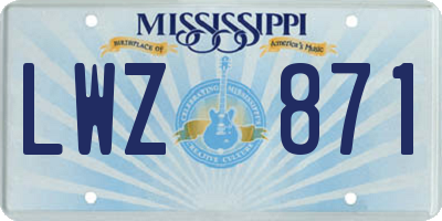 MS license plate LWZ871