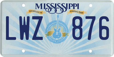 MS license plate LWZ876