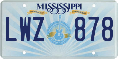 MS license plate LWZ878