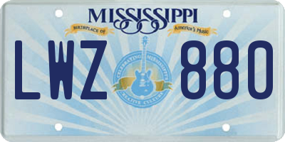 MS license plate LWZ880