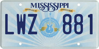 MS license plate LWZ881