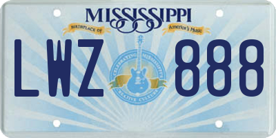 MS license plate LWZ888