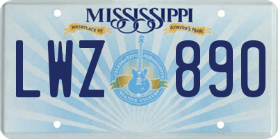 MS license plate LWZ890