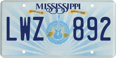 MS license plate LWZ892
