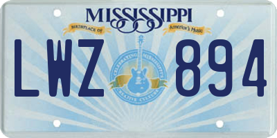 MS license plate LWZ894