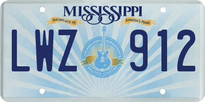 MS license plate LWZ912