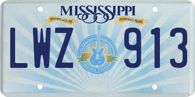 MS license plate LWZ913