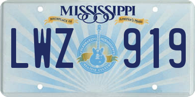 MS license plate LWZ919
