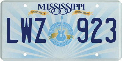 MS license plate LWZ923