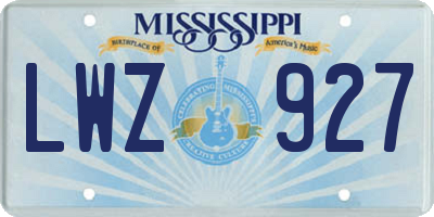 MS license plate LWZ927