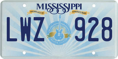 MS license plate LWZ928