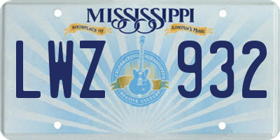 MS license plate LWZ932