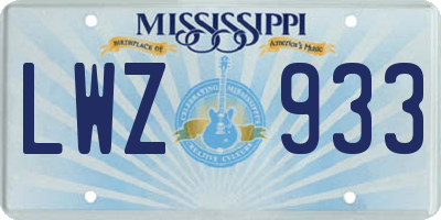 MS license plate LWZ933