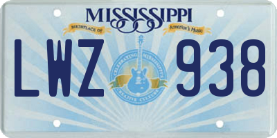 MS license plate LWZ938