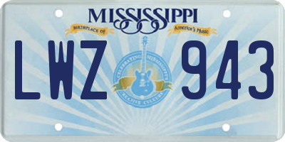 MS license plate LWZ943
