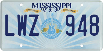 MS license plate LWZ948