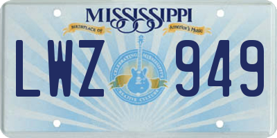 MS license plate LWZ949