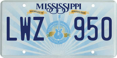 MS license plate LWZ950