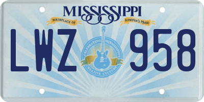 MS license plate LWZ958