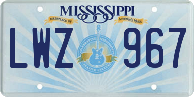 MS license plate LWZ967