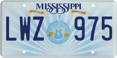 MS license plate LWZ975