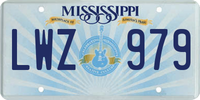 MS license plate LWZ979
