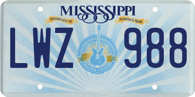 MS license plate LWZ988