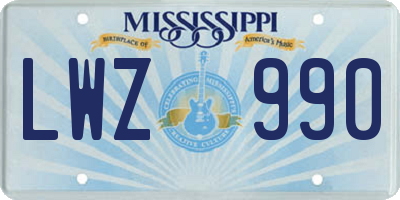 MS license plate LWZ990