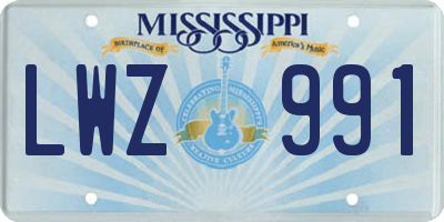 MS license plate LWZ991