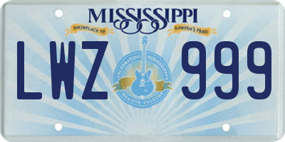 MS license plate LWZ999