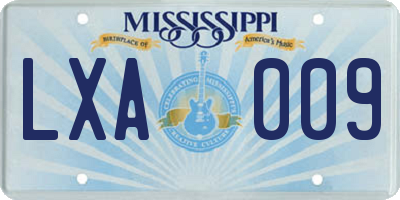 MS license plate LXA009