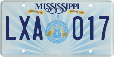 MS license plate LXA017