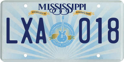 MS license plate LXA018