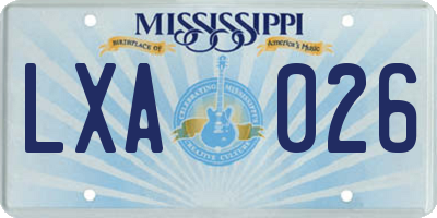MS license plate LXA026