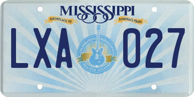MS license plate LXA027