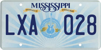 MS license plate LXA028