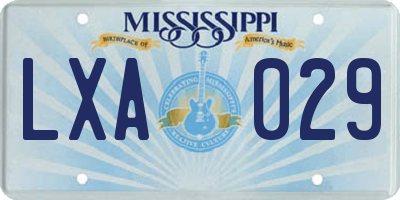 MS license plate LXA029